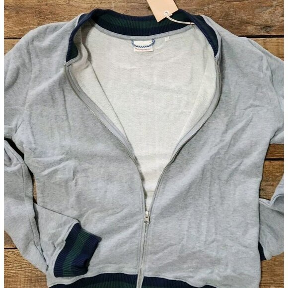 NWT Knowledge Cotton Apparel Full Zip Sweatshirt Mens M Gray Baseball Collar - Picture 11 of 11